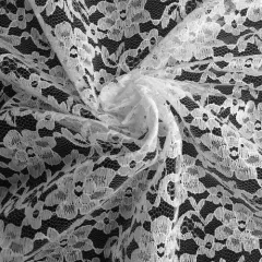 1 Yard White Raschel Lace Fabric 60" Wide Polyester French Floral Pattern for Bridal and Home Decor