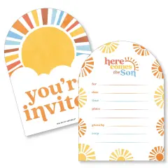 Big Dot of Happiness Here Comes The Son Baby Shower Invitations, Boy Boho Party You're Invited Fill-Ins, Flat Invite Cards with Envelopes - Set of 12