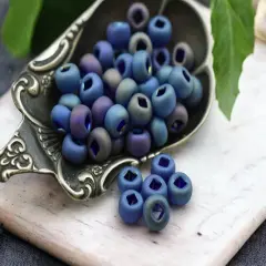 50G Transparent Matte Dk Blue AB Czech 2/0 Seed Beads