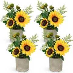 Artificial Sunflowers Decor - 4 Pack