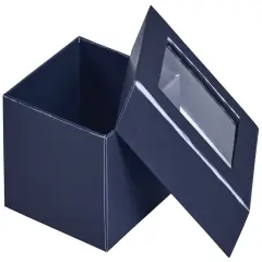 Pack/3: Navy Blue Window - Rigid Gourmet Gift Box - 3-1/2 x 3-1/2 x 2"