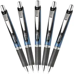 Retractable Liquid Gel Pen 0.5mm Fine Line Needle Tip Black Ink Pack of 5