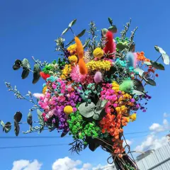 Wildflower Spring Flower Bouquet 100% Natural Dired Flower Colorful Babys Breath Daisy Dry Floral Arrangement for Vase, Home, Office Decor, Wedding Table Centerpiece, Farmhouse Rustic Decor