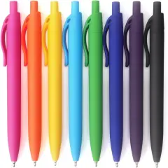 Ballpoint Pens Black Ink Pens Medium Point Retractable Ballpoint Pens, 1.0MM Black Ink, 8 Pack, Colorful