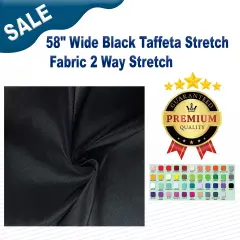58" Wide Black Taffeta Stretch Fabric 2 Way Stretch