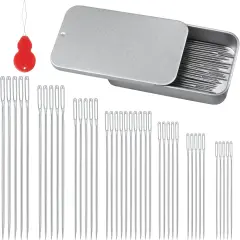 80/40 PCS Large Eye Sewing Needles, 7 Sizes Sewing Sharp Needles, Leather Needle Embroidery Thread Needle, Stainless Steel Yarn Knitting Needles with Threaders for Handsewing Art Crafts CJ