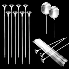 20 Pcs Balloon Sticks, Long Plastic Balloon Sticks With Bases, Balloon Holder Sticks Balloon Weights for Tying Balloon Arch Anniversary, Birthday, Parties, Wedding Decorations(Transparent)