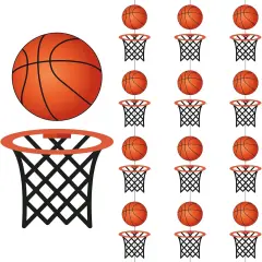 3Pcs 4.92 ft Basketball and Basketball Hoop Banner Party Decorations Basketball Sports Theme Hanging Garland Decor Paper Basketball Garland for Birthday Home Classroom Party Decor Favors