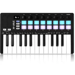 M-WAVE &ndash; MIDI Keyboard Controller &ndash; USB Bluetooth &ndash; 25 Key, 16 Pads, Knobs, DAW Compatible