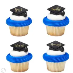 Grad Hat Sayings Cupcake Rings