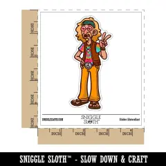 Water Bottle Sticker Set Boho Hippie Hippy Man Tie Dye Counter Culture Cute Waterproof Vinyl Stickers Pack Decal, Skateboard, Laptop, Car, Window, Bumper - 5 Pack