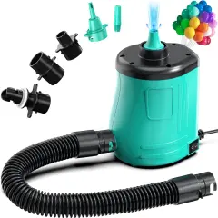 Electric Air Pump for Inflatables Toys Balloon: 3-in-1 Balloon Pump 400W 2.0 PSI High-Power Quick Inflator Deflator for Air Mattress Beds, Pool Float Raft, Wedding Party Decoration - Green
