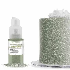 Bakell - Olive Green Tinker Dust Edible Glitter (25g, 1x Spray Pump) for Food, Desserts, and Beverages!