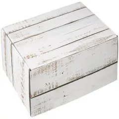 Pack/6: Distressed White Wood Decorative Mailer - 12 x 9 x 3"