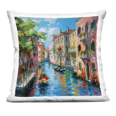 Stupell Industries Canal Boat Ride in City Indoor Pillow, 18 x 7 x 18