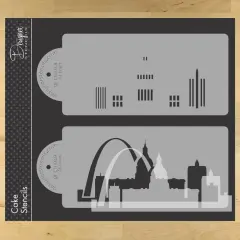 St Louis Detailed Skyline Cake Stencil Side | C1006 by Designer Stencils | Cake Decorating Tools |