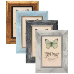4x6 Picture Frames Set of 4 Rustic Retro Photo Frame with plexiglass Glass Wall Mount and Tabletop Display Family Friends Wedding Gift