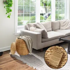 Round Hyacinth Storage Basket/Hamper/Planter with for Laundry, Blankets, Plants Natural