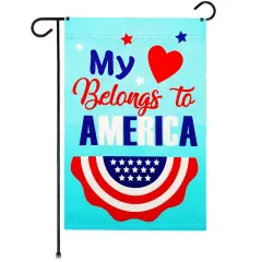 G128 Heart America Belongs Garden Flag 12x18 In Double Sided Independence Day Yard Garden Lawn Decoration