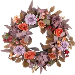 24" Artificial Fall Wreath with Hydeangeas