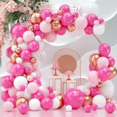 114 Pcs Hot Pink and White Balloons (Hot Pink and White（114pcs)