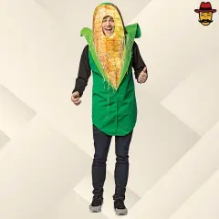 Adult Corn on the Cob Costume Halloween Food Tunic Funny Vegetable Party Outfit