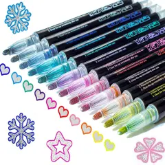 12 Shimmer Metallic Glitter Markers Outline Glitter Pens