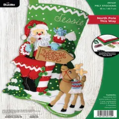 Bucilla Felt Stocking Applique Kit 18" Long-North Pole This Way