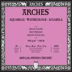 Arches Aquarelle Hot Pressed Watercolor Block 10"X14"- 140lb, 20 Sheets