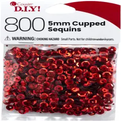 CousinDIY Cupped Sequins-Red, 5mm 800/Pkg