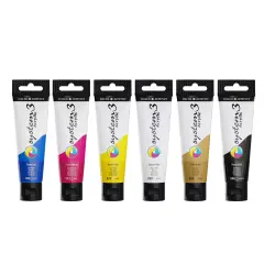 Daler-Rowney System3 Acrylic Paint Process Set 6/Pkg-Assorted Colors