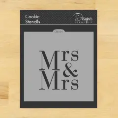 Mrs & Mrs Cookie & Craft Stencil | CM039 by Designer Stencils | Cookie Decorating Tools | Baking Stencils for Royal Icing, Airbrush, Dusting Powder | Craft Stencils for Canvas, Paper, Wood | Reusable Food Grade Stencil