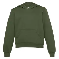 Bella + Canvas&reg; Youth Sponge Fleece Pullover Long Sleeve Hooded Sweatshirt MILITARY GREEN