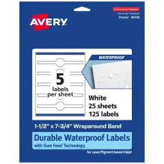 Avery Durable Waterproof Wraparound Labels with Sure Feed, 1.5" x 7.75"