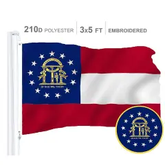 Georgia State Flag 300D Embroidered Polyester 3x5 Ft