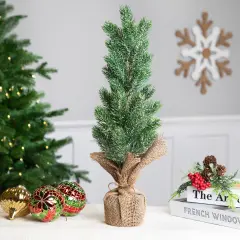 Northlight Frosted Pine in Burlap Base Christmas Tree - 17.5" - Unlit Green