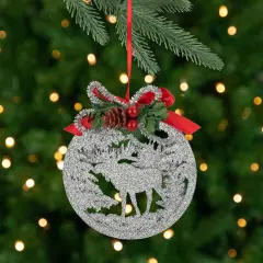 Northlight 4.25" Silver Glitter Moose 2-D Cut-Out Silhouette Christmas Ornament