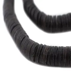 The Bead Chest Matte Black Shell Heishi Beads 12mm 16 Inch Strand