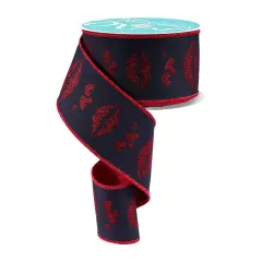 2.5" Double Layer Bold Lips Ribbon: Black/Red (10 Yards)