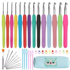 Crochet Hook Set,14 Sizes Crochet Hooks Ergonomic Soft Grip,Crochet Hooks for Arthritic Hands with Case,Crochet Needles(Size B-Size N)