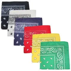Pack of 50 Cotton 22 x 22 Inch Paisley Printed Bandana