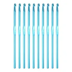 Aluminum Crochet Hook 5mm US Size H (Size 8) Knitting Needles for DIY Craft Yarn Blue 10Pcs