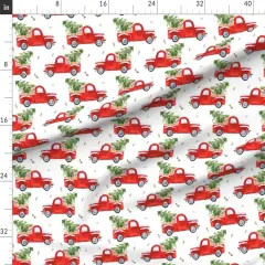 Various Fabrics by the Yard or Fat Quarter Best Friend Christmas Truck Red Dogs Holidays Winter Tree Vintage Inspired Dalmation Festive Pine Custom Printed Fabric by Spoonflower