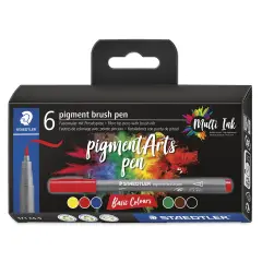 Staedtler Pigment Arts Brush Pens - Basic Colors, Set of 6