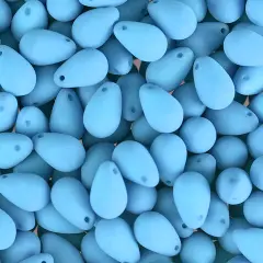 John Bead 114pcs 6x9mm Czech Glass White Alabaster Velvet Drop Bead Strands Sky Blue