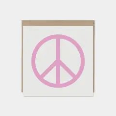 Pink Peace Sign Card, Square Peace Card,