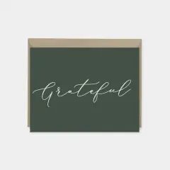" Grateful" Script Thank You Card