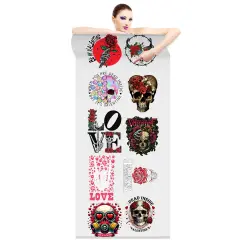 Skull and Roses Valentine DTF Transfer 22x60 - Direct-to-Film Gang Sheet, Ready-to-Press Valentine Design for Shirts, Hoodies, and More