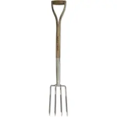 Spear & Jackson Traditional Stainless Steel Border Fork, Durable Heavy Duty Garden Tool, Ideal for Aerating Weeding and Digging, Comfortable Wooden Handle