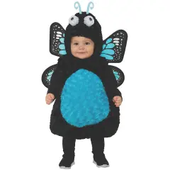 Toddler Blue Butterfly Costume Plush Fur Body Hood and Wings